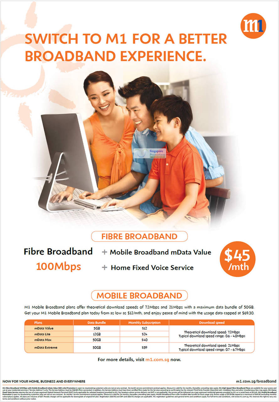 45 Dollar Fibre Broadband 100Mbps, Mobile Broadband