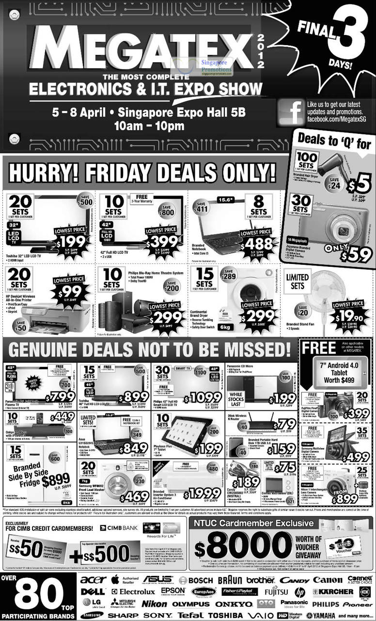 6 Apr Friday Deals, LCD TVs, Washers, Stand Fan, Notebook, Tablet