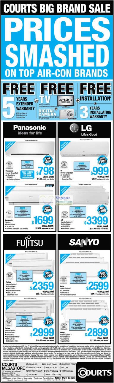 Air Conditioner, Fujitsu, Sanyo, Panasonic, LG