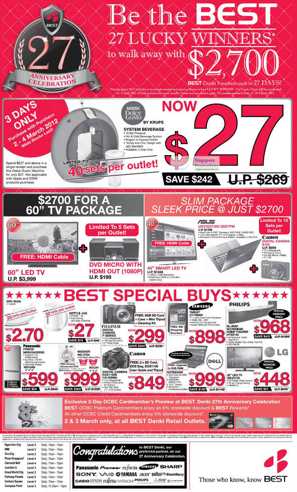 Featured image for (EXPIRED) Best Denki 27th Anniversary Celebration Promotion Offers 2 – 28 Mar 2012