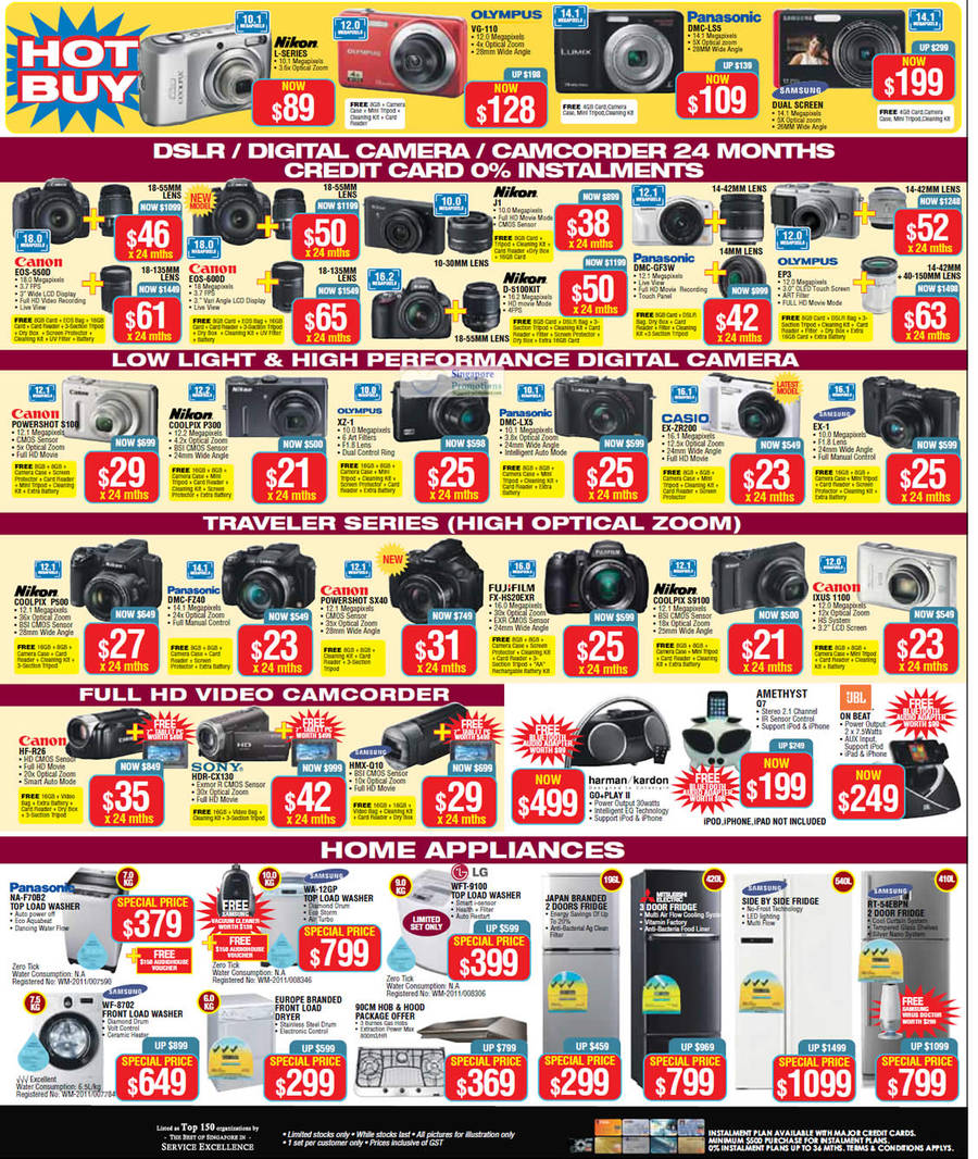 DSLR Digital Cameras, Video Camcorders, Home Appliances