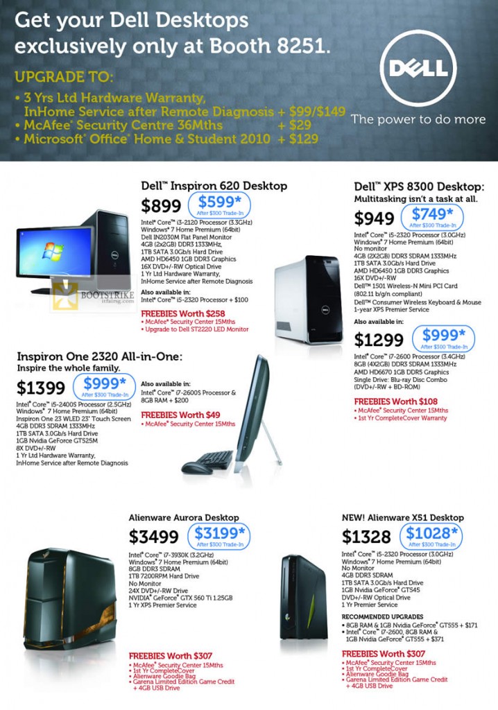 Dell Desktop PC Inspiron 620, XPS 8300, Inspiron One 2320 AIO Desktop PC, Alienware Aurora, Alienware X51