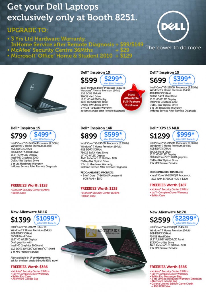Dell Notebooks Inspiron 15, Inspiron 14R, XPS 15 MLK, ALienware M11X, Alienware M17X