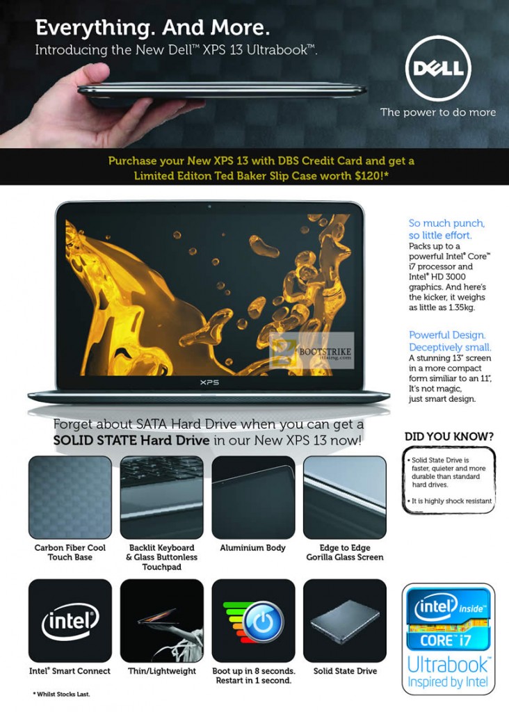 Dell Notebooks XPS 13 Ultrabook Features, SSD, Carbon Fiber, Gorilla Glass