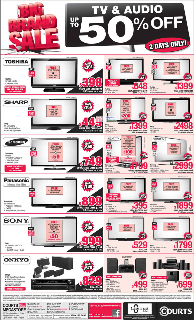 LCD TVs, Toshiba, Sharp, Samsung, Panasonic, Sony, Onkyo