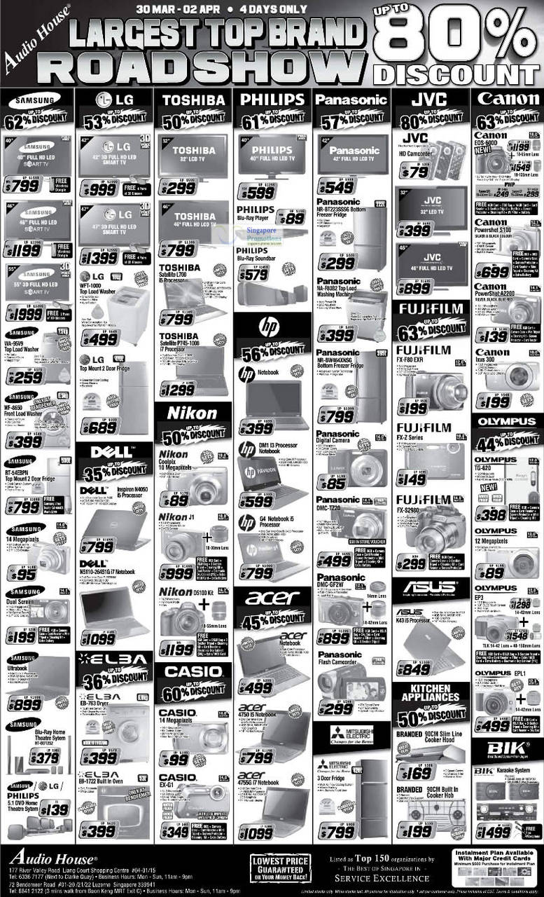 LED TVs, LCD TVs, Washers, Fridges, Notebooks, Digital Cameras, Video Camcorders