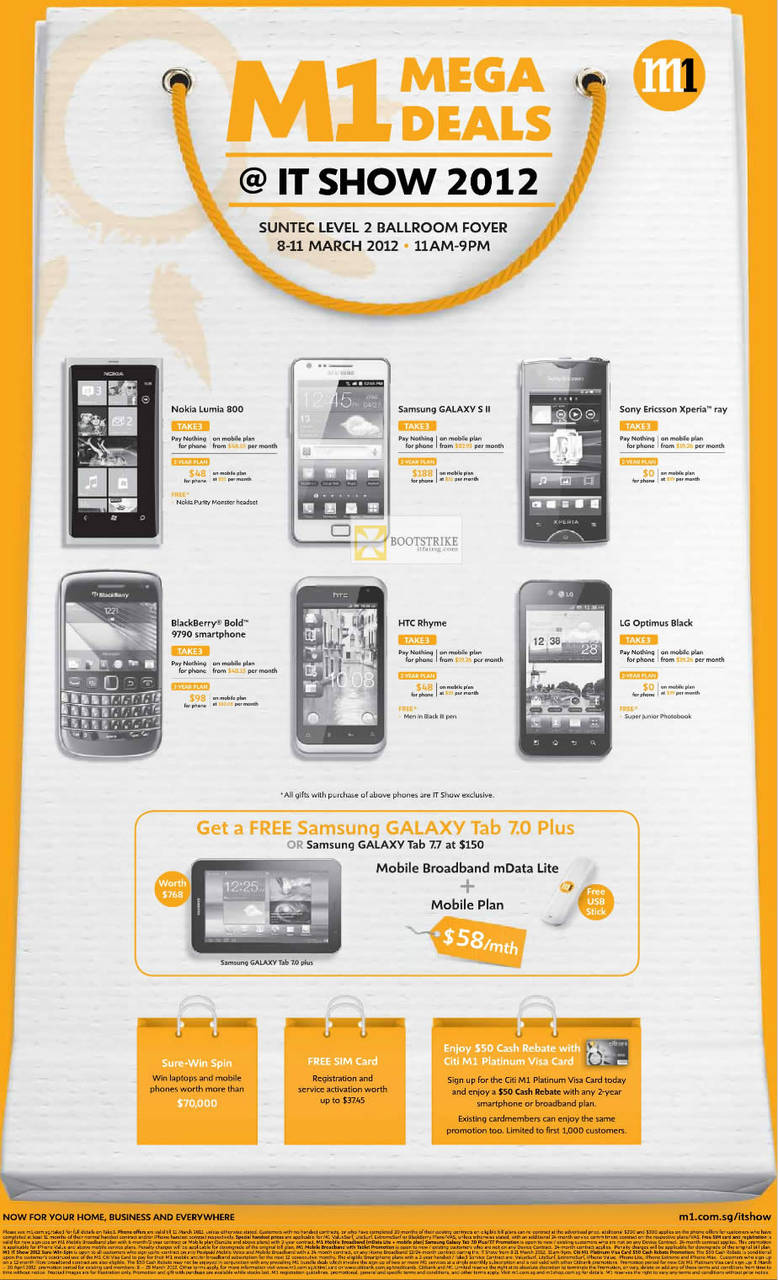 M1 Nokia Lumia 800, Samsung Galaxy S II, Tab 7.0 Plus, Tab 7.7, SE Xperia Ray, Blackberry Bold 9790, HTC Rhyme, LG Optimus Black