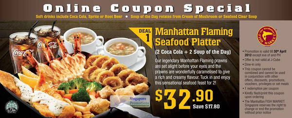 Featured image for (EXPIRED) Manhattan Fish Market Singapore Coupons 20 Mar – 30 Apr 2012