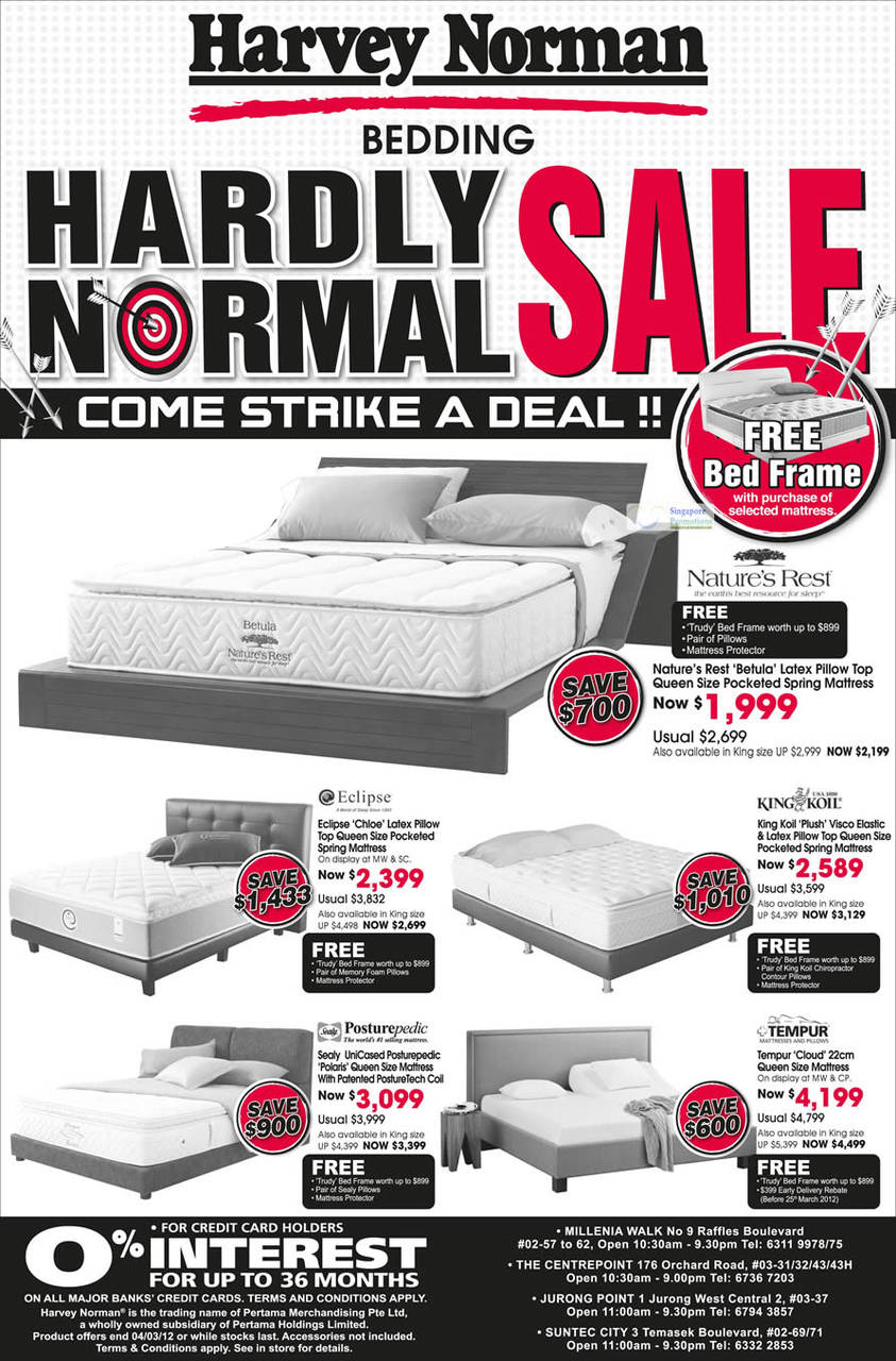 Mattresses, Natures Rest, King Koil, Tempur, Posturepedic, Eclipse