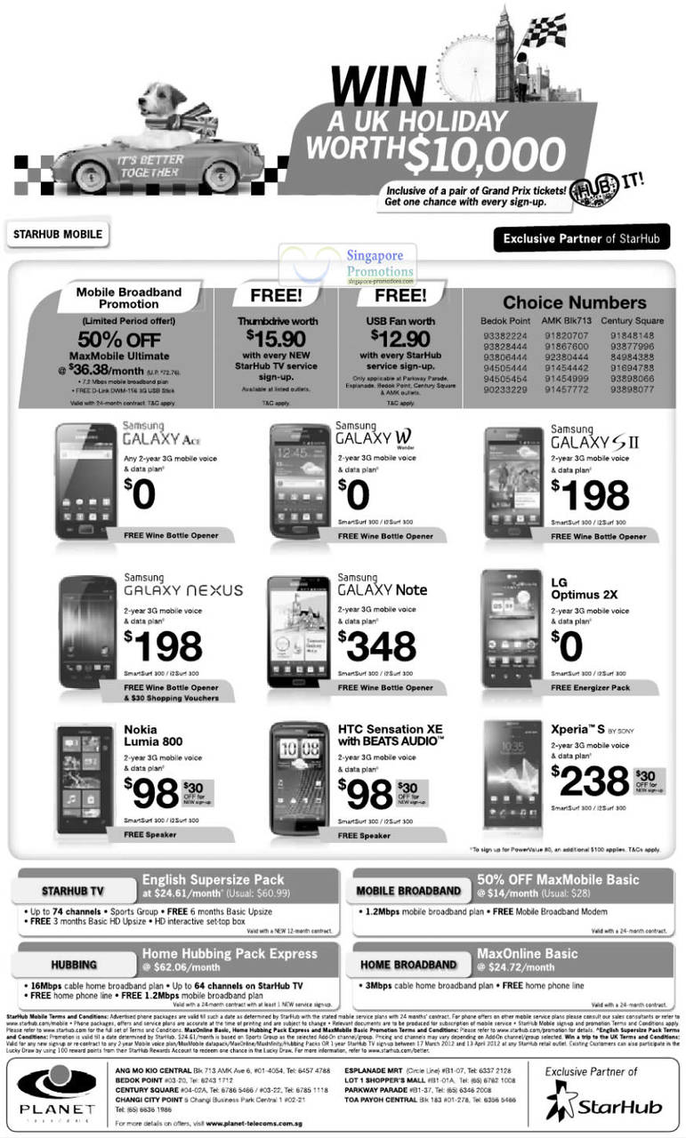 Planet Telecoms Samsung Galaxy Ace, W, S II, Nexus, Note, LG Optimus 2X, Nokia Lumia 800, HTC Sensation XE, Sony Xperia S