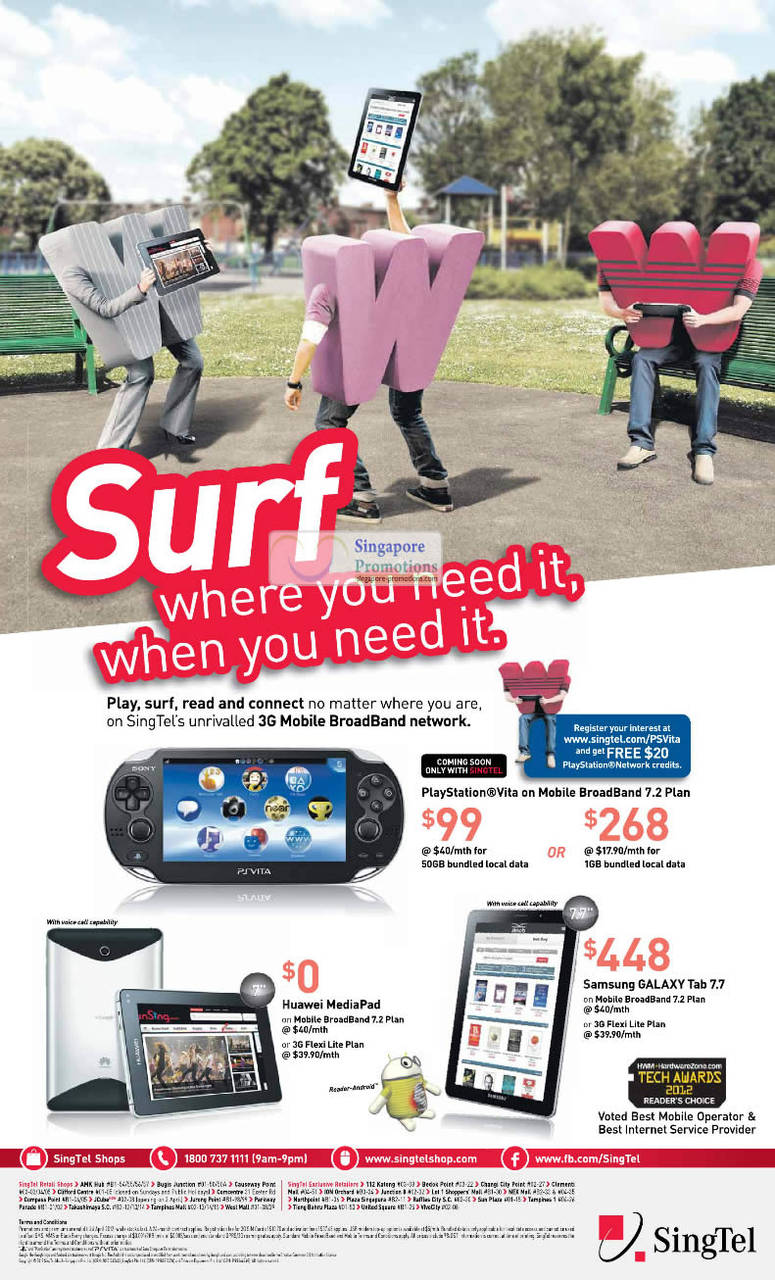 PlayStation Vita, Huawei MediaPad, Samsung Galaxy Tab 7.7