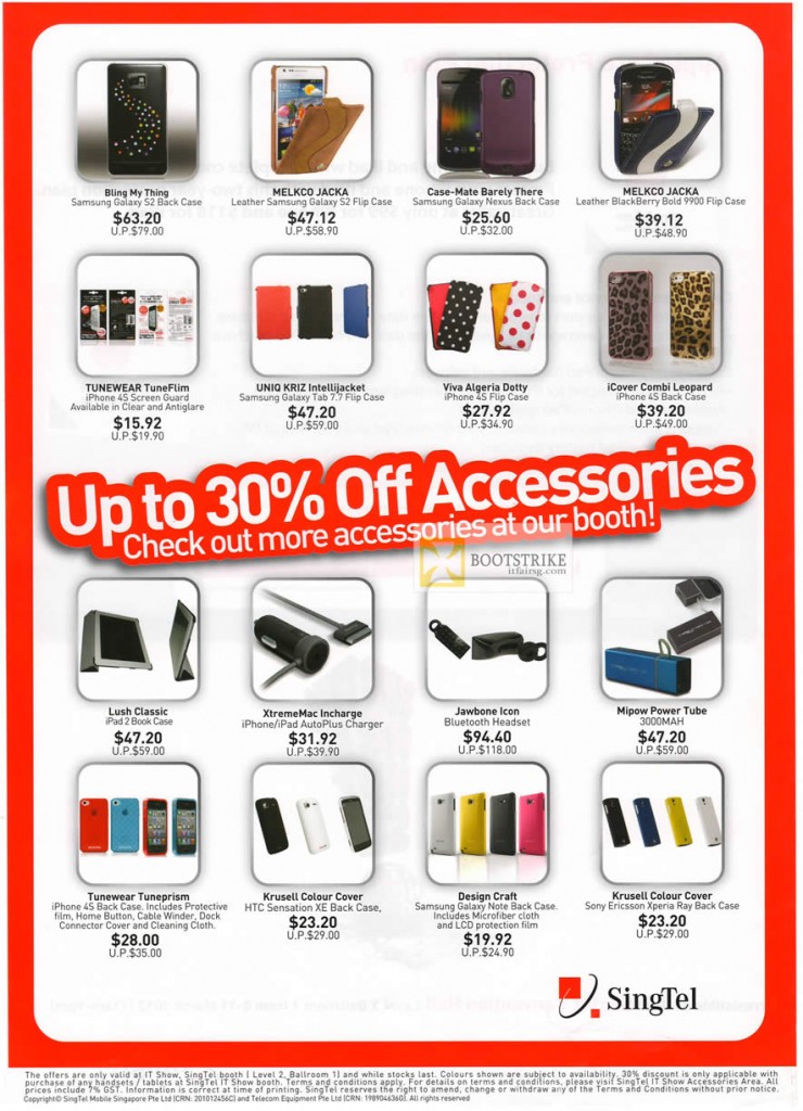 Singtel Apple iPhone Accessories, Case, Screen Guard, Uniq Kriz, Viva, Tunewear Tuneprism, Mipow Power Tube, Jawbone Icon, XtremeMac Incharge, Lush Classic