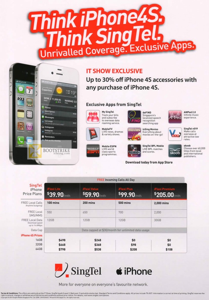 Singtel iPhone 4S Accessories, Price Plans, Apps