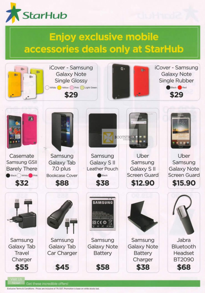 Starhub Accessories iCover Samsung Galaxy Note, iCover, Casemate, Uber, Jabra Bluetooth Headset BT2090