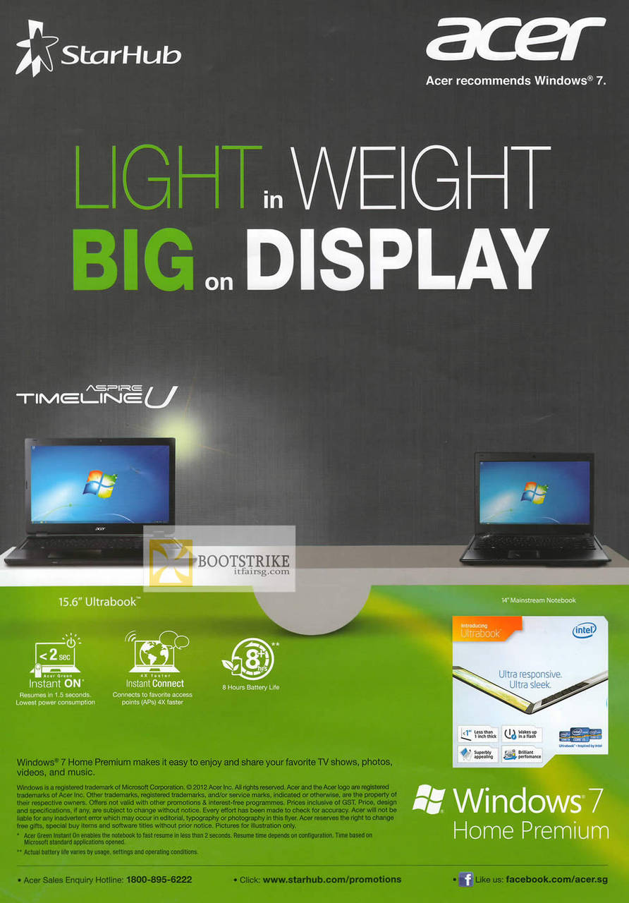 Starhub Acer Timeline U Ultrabook Notebook Features