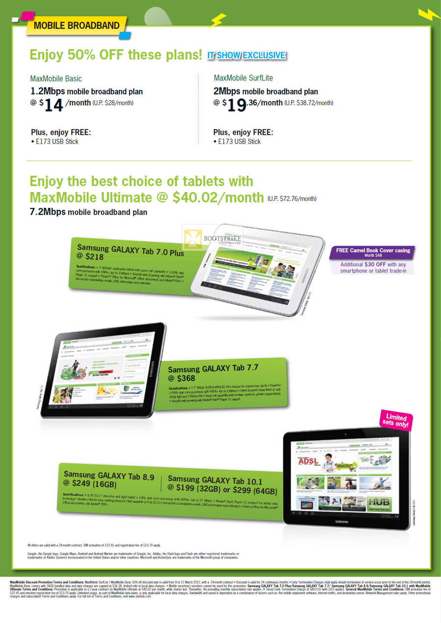 Starhub Mobile Broadband MaxMobile, Samsung Galaxy Tab 7.0 Plus, Galaxy Tab 7.7, 8.9, 10.1