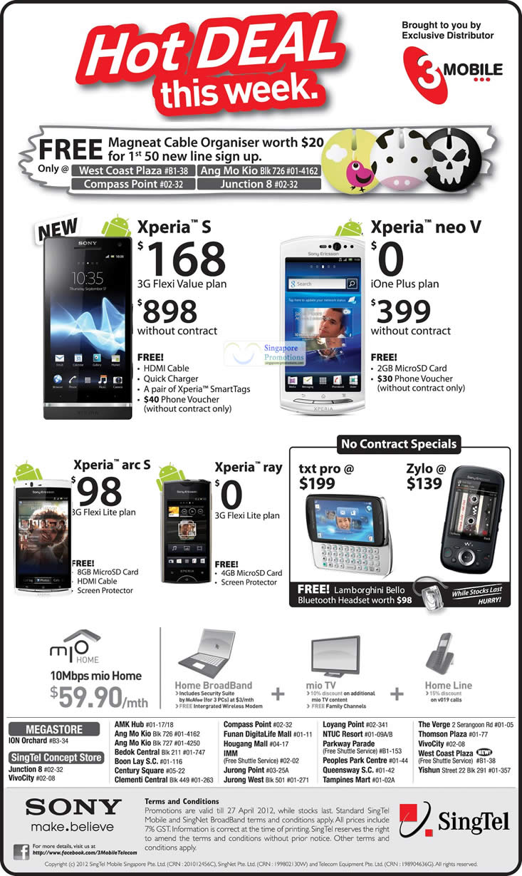 Featured image for Samsung & Sony Smartphones No Contract Price List 21 Apr 2012