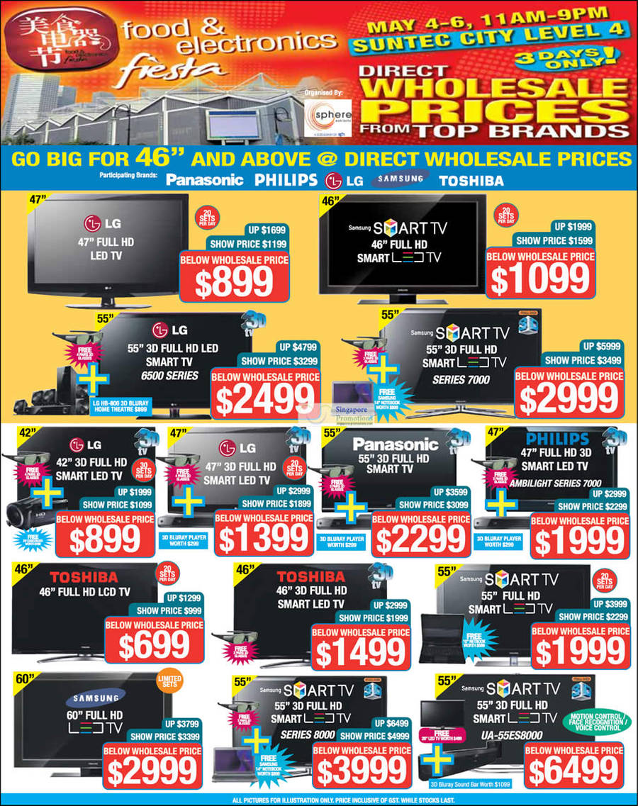 4 May LED TVs, Smart TVs, LG, Samsung, Philips, Toshiba, Panasonic