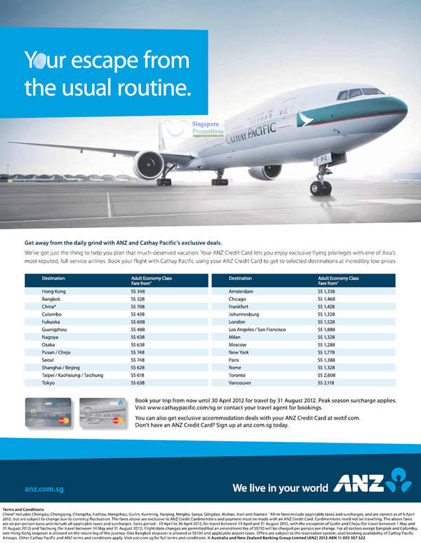 Featured image for (EXPIRED) Cathay Pacific ANZ Cardmembers Special Offers 13 – 30 Apr 2012