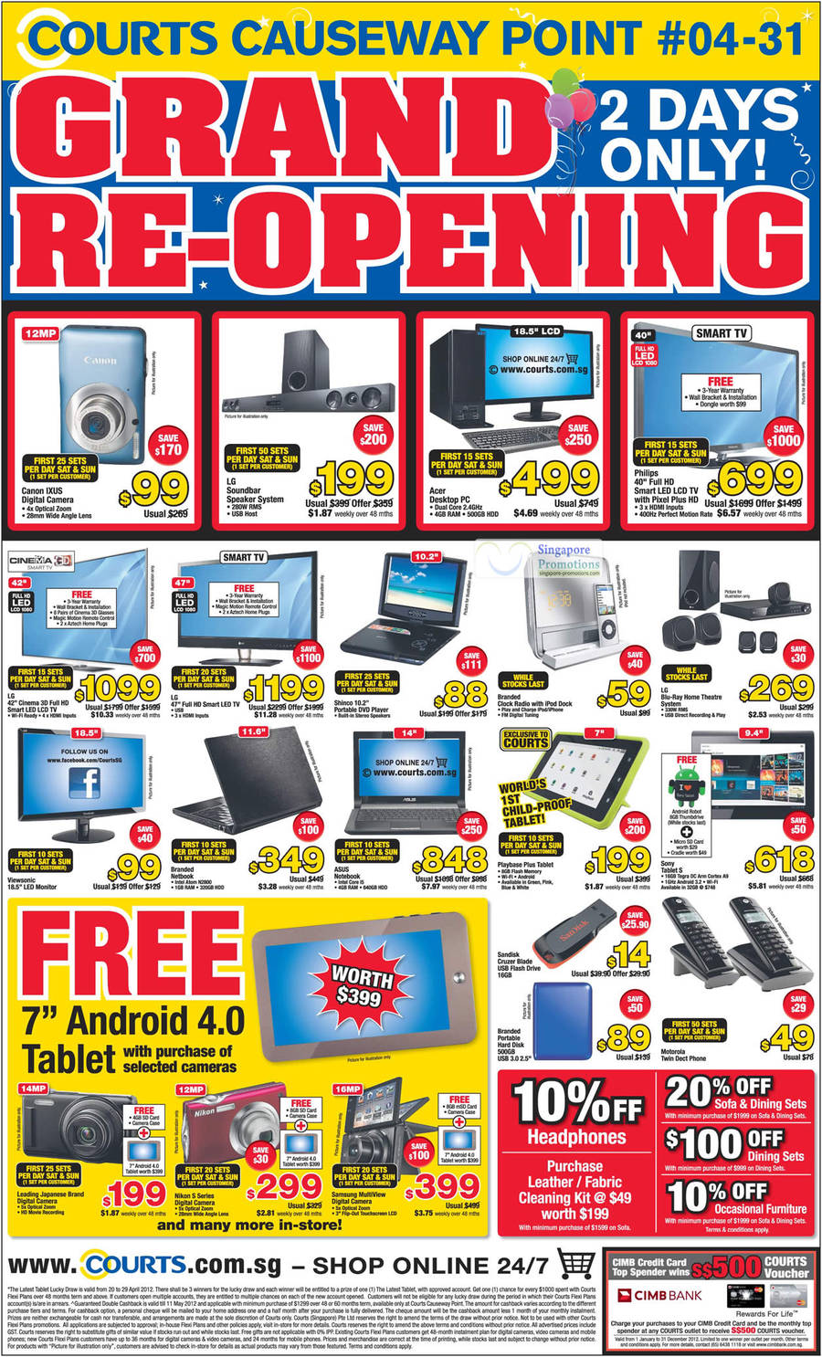 Causeway Point Grand Opening Offers, Notebooks, Digital Camera, Dect Phone, LCD TV, Soundbar