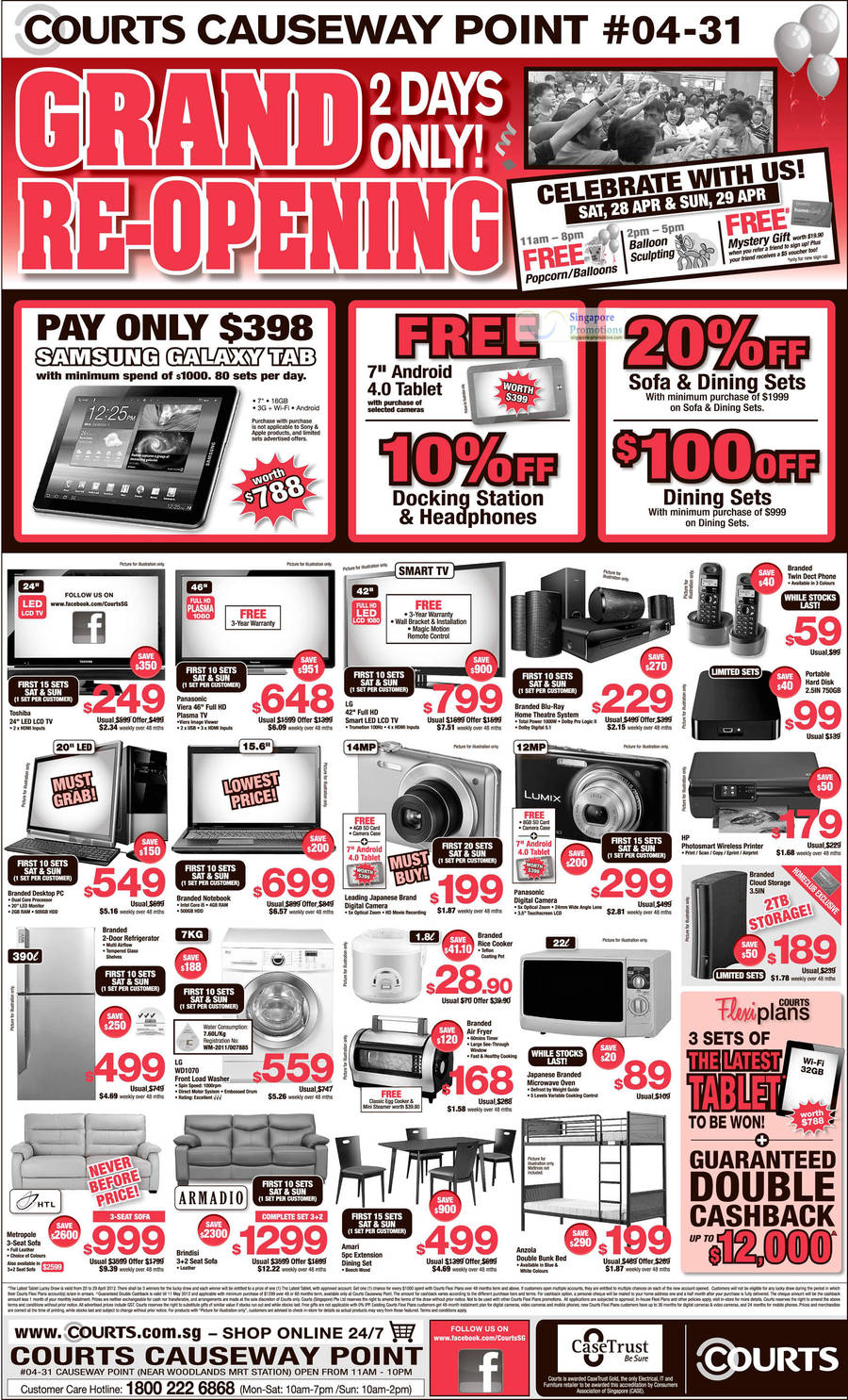 Causeway Point, LCD TVs, Toshiba, LG, Notebooks, Sofas, Washer, Fridge