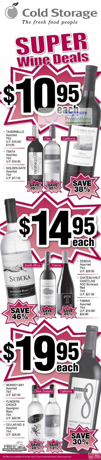 Featured image for (EXPIRED) Cold Storage Super Wine Deals & Offers 20 – 26 Apr 2012