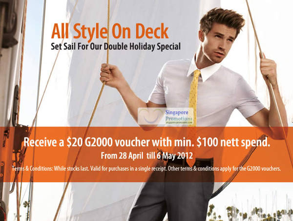 Featured image for (EXPIRED) G2000 Free $20 Voucher With Every $100 Spend 28 Apr – 6 May 2012