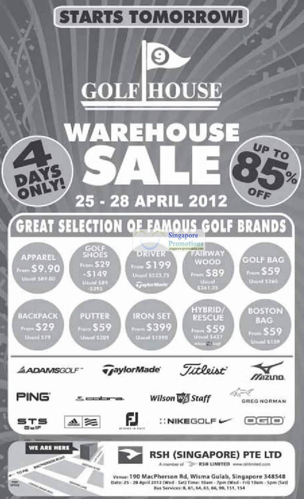 Featured image for (EXPIRED) Golf House Warehouse Sale Up To 85% Off 25 – 28 Apr 2012