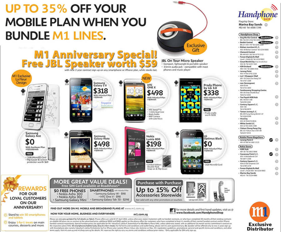 Handphone Shop Samsung Galaxy Ace, S II, Note, HTC One X, Prada Phone by LG 3.0, Nokia Lumia 800, Optimus Black