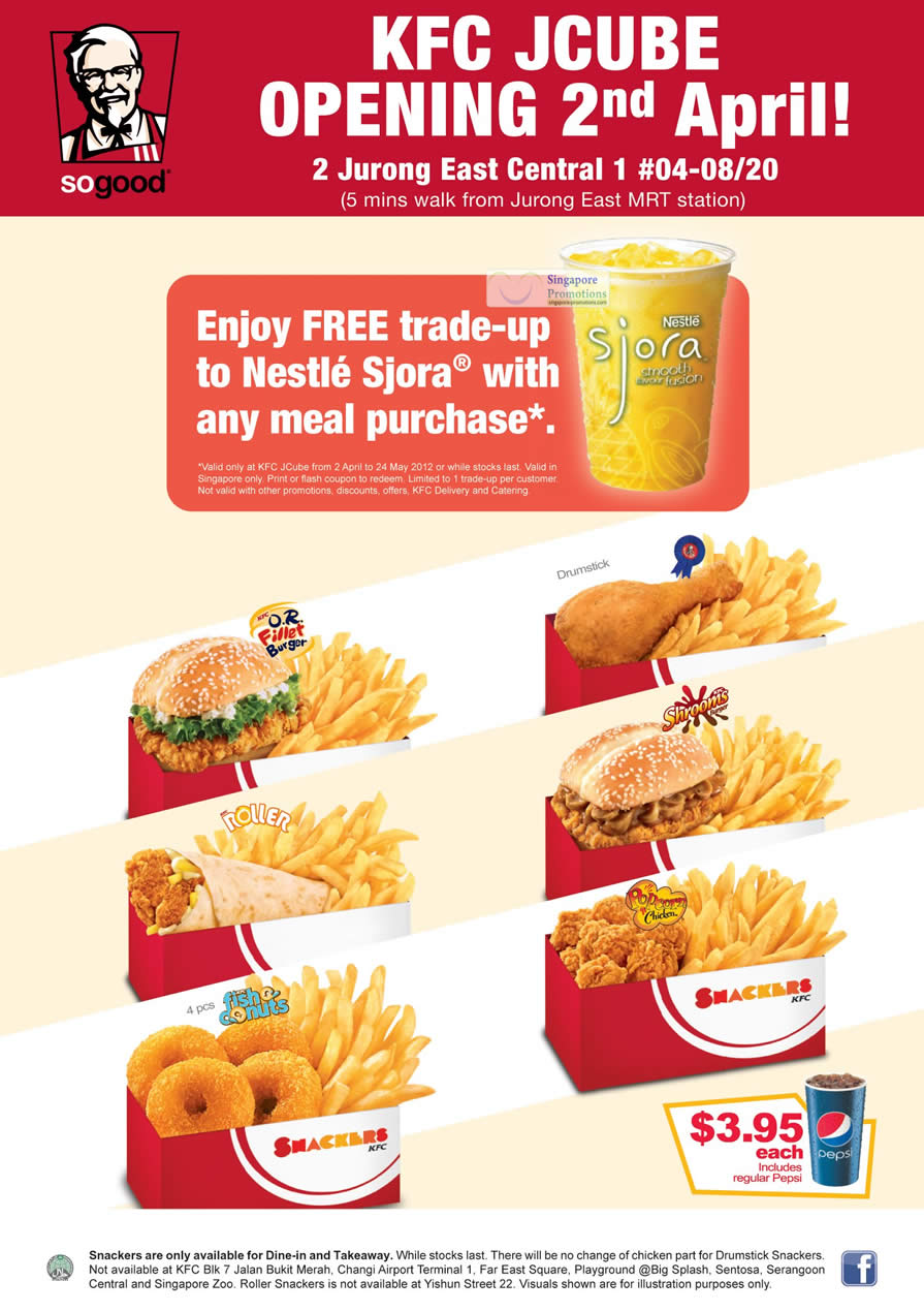 KFC Singapore Coupon Free Nestle Sjora Trade-Up @ JCube 2 Apr – 24 May 2012