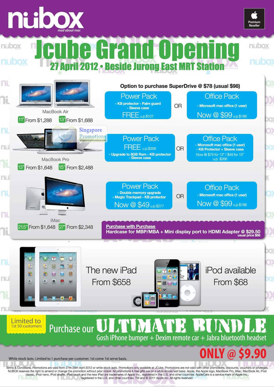 MacBook Air, Pro, iMac, SuperDrive, iPad 3, iPod