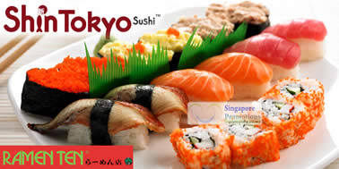 Featured image for (EXPIRED) Ramen Ten & Shin Tokyo 55% Off Halal Sushi Buffet 16 Apr 2012