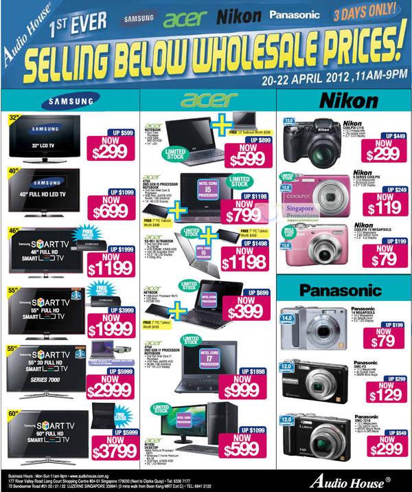 Featured image for (EXPIRED) Audio House TV, Digital Cameras, Notebooks & Appliances Offers 20 – 22 Apr 2012