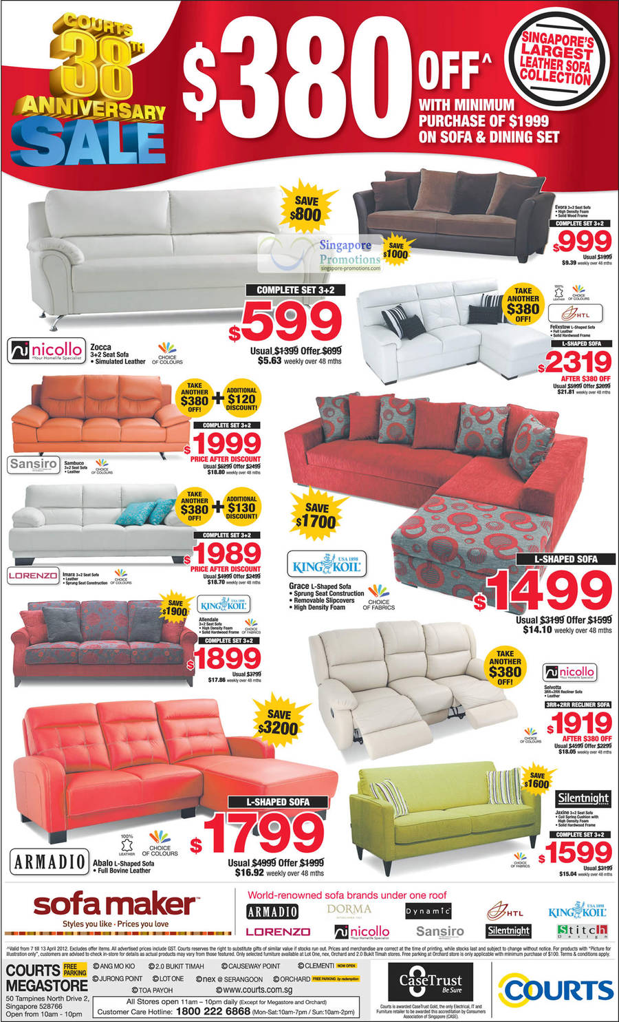 Sofa Sets, Nicollo, Sansiro, King Koil, Armadio, Silentnight, HTL