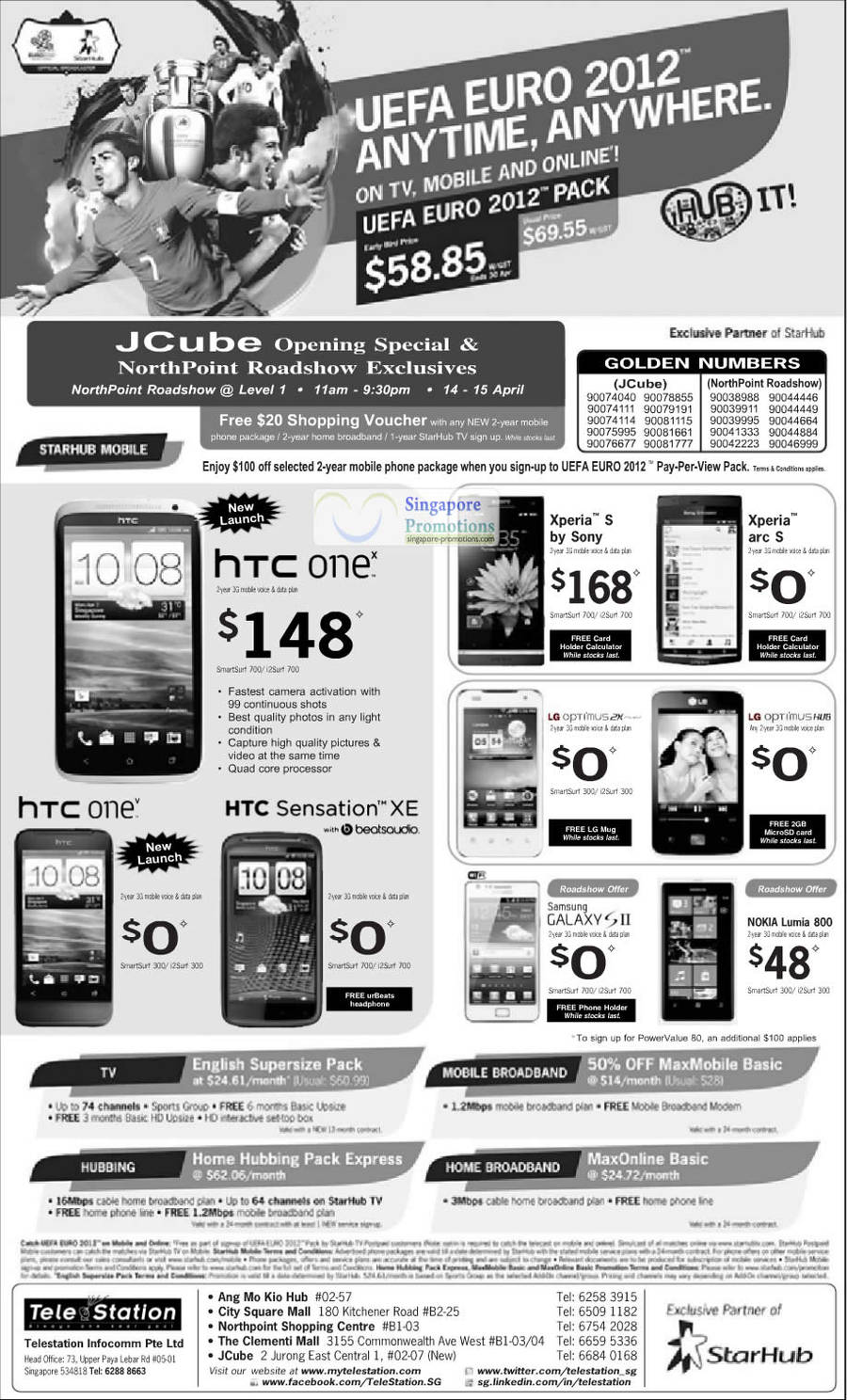 TeleStation JCube, Northpoint HTC One X, V, Sensation XE, Sony Xperia S, Arc S, LG Optimus 2X, Hub, Samsung Galaxy S II, Nokia Lumia 800