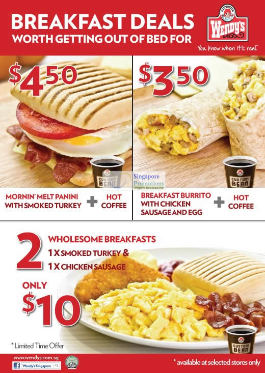 Featured image for (EXPIRED) Wendy’s Singapore New Breakfast Deals Promotion 3 Apr 2012