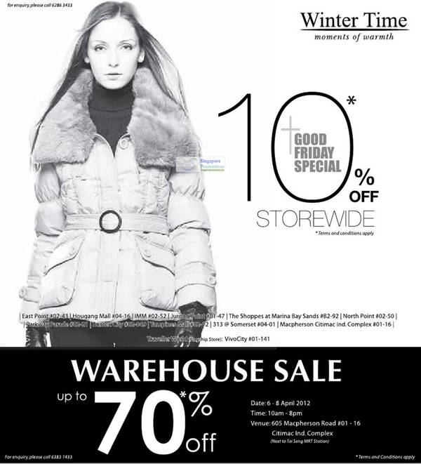 Featured image for (EXPIRED) Winter Time 70% Off Warehouse Sale & 10% Off Storewide 5 Apr 2012