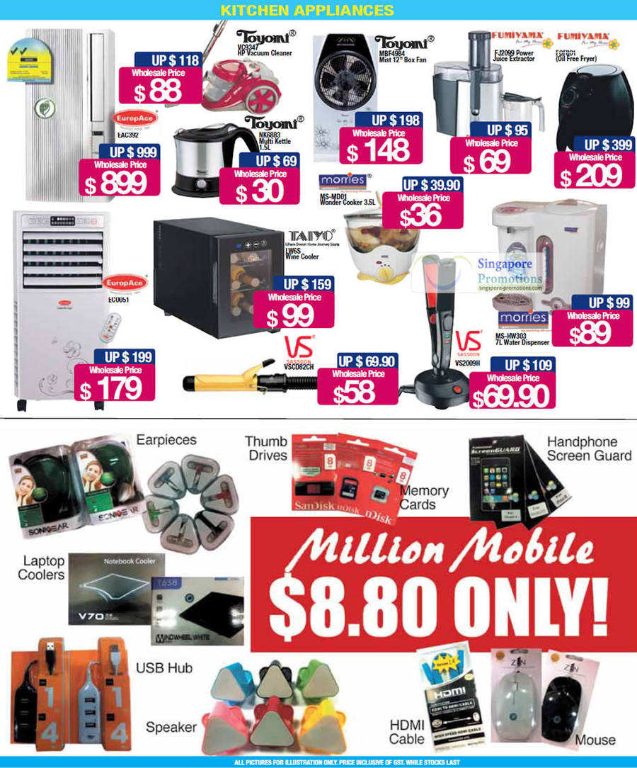 1 Jun 8.80 Deals, Toyomi Vacuum Cleaner, Fan, Kettle, Vidal Sassoon Hair Straightener, Curler, Portable Air-Conditioner