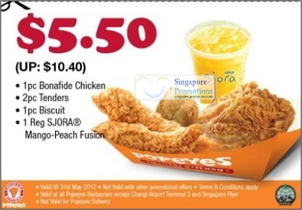 Featured image for Popeyes Singapore Discount Coupons 4 - 31 May 2012