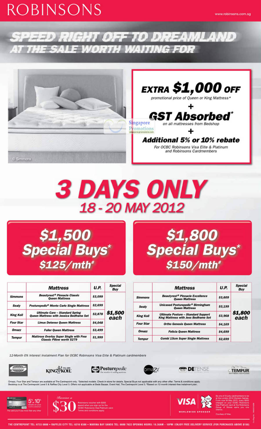 18 May Mattresses, Beautyrest, Posturepedic, Ortho, Felicia