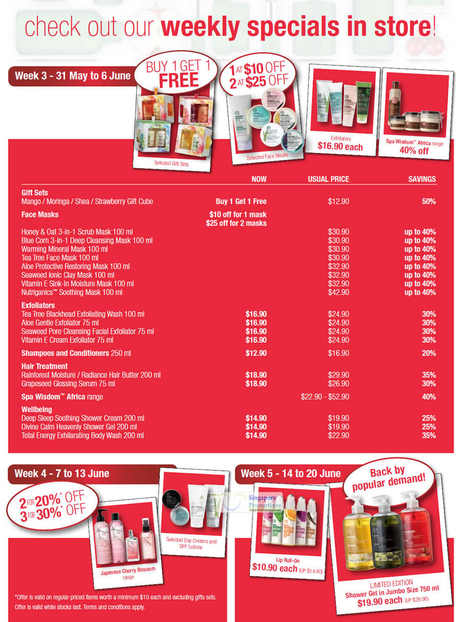 31 May to 6 Jun, 1 for 1 Gift Sets, 7 – 13 Jun, 14 – 20 Jun