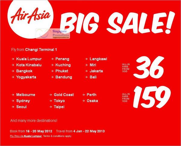 Featured image for (EXPIRED) Air Asia From $36 Big Sale 16 – 20 May 2012