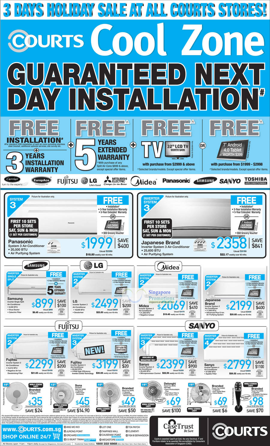 Air Conditioners, Europace, Fujitsu, LG, Mitsubishi Electric, Panasonic, Samsung, Sanyo, Toshiba