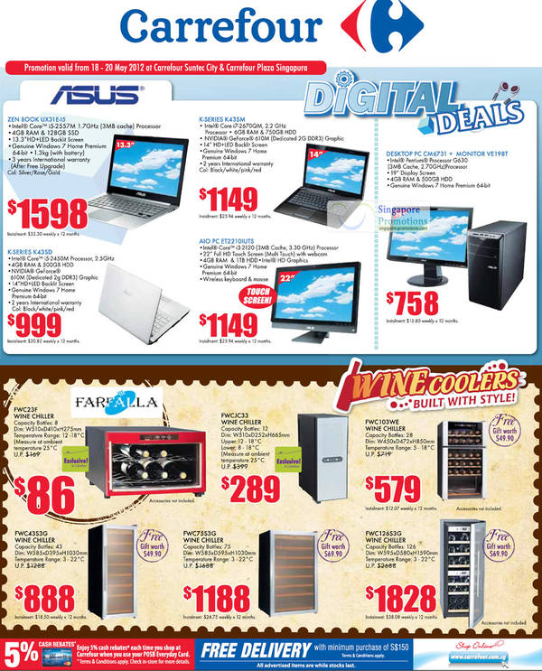 Featured image for (EXPIRED) Carrefour ASUS & Farfalla Wine Coolers Offers 18 – 20 May 2012