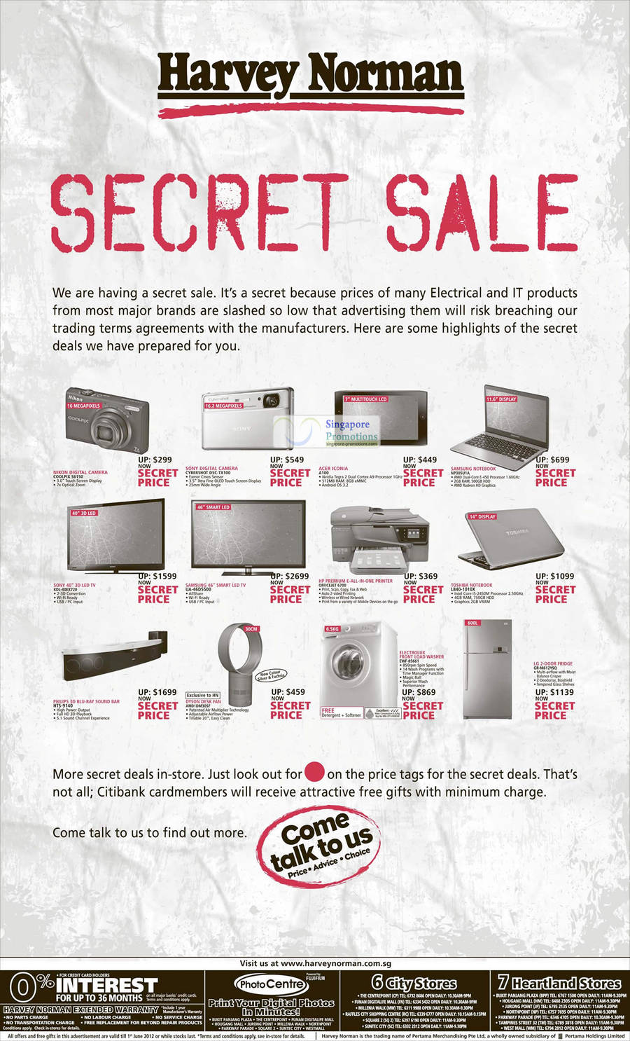 Digital Cameras, Notebooks, Washer, Fridge at Secret Price