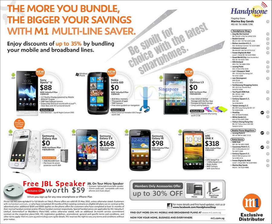 Handphone Shop Sony Xperia U, Nokia Lumia 610, LG Optimus L3, Samsung Galaxy Ace, S II, W, HTC One X