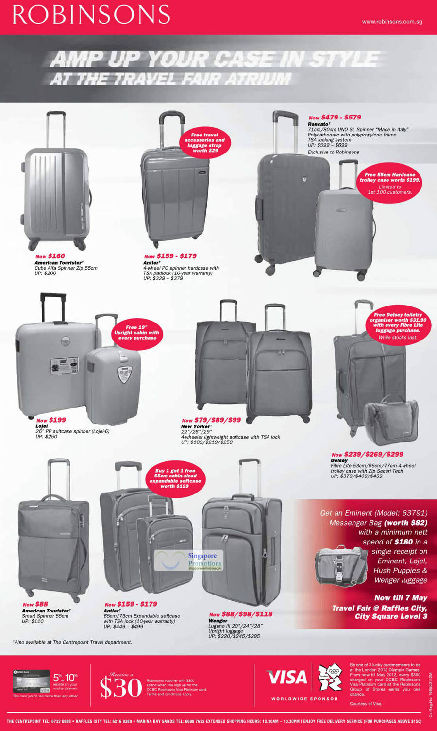 Luggages, Roncato, American Tourister, Antler, Lojel, New Yorker, Delsey, Wenger