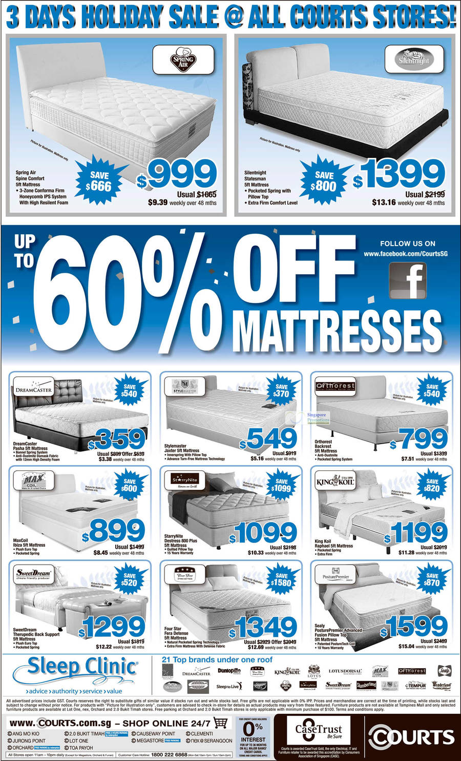 Mattresses, Dream Caster, Style Master, Orthorest, MaxCoil, Starry Nite, King Koil, Four Star