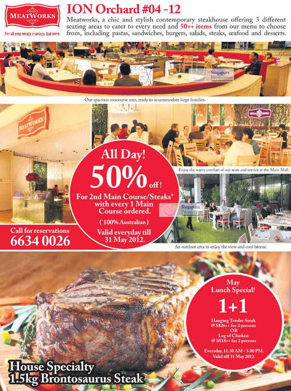 Featured image for (EXPIRED) MeatWorks 50% Off 2nd Main Course @ ION Orchard 3 – 31 May 2012