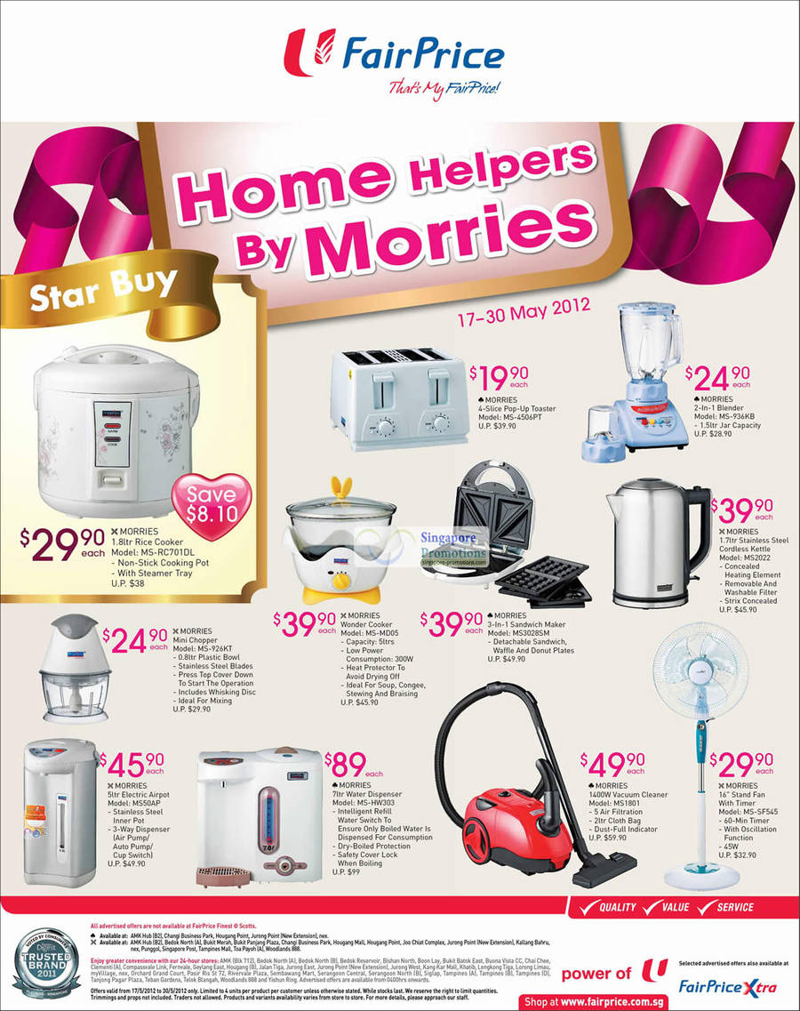 Morries, Vacuum Cleaner, Rice Cooker, Toaster, Airpot, Blender